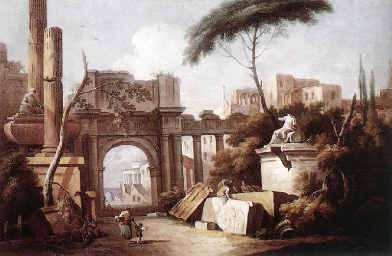 ZAIS, Giuseppe Ancient Ruins with a Great Arch and a Column Sweden oil painting art